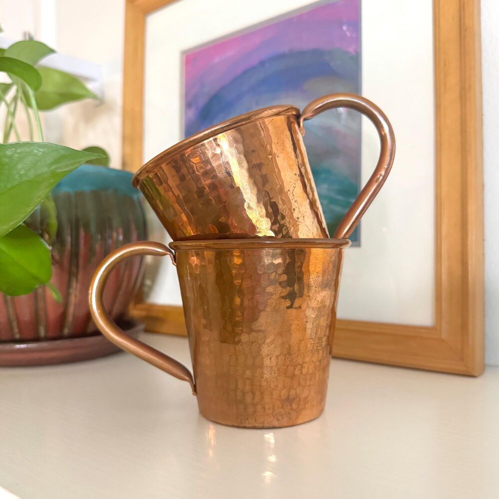 Sertodo Copper Moscow Mule Mugs / Set of 2 Rustic Hammered Cups / Made in Mexico